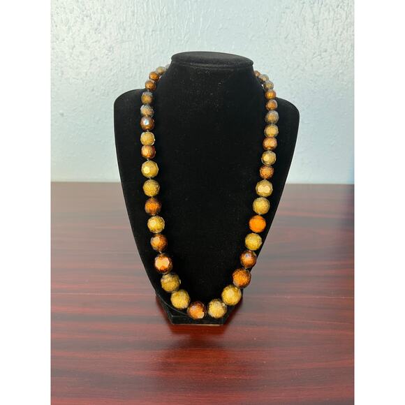 Vintage Vogue Chunky Copper Gold Tone Beaded Necklace and Earrings - Picture 2 of 13